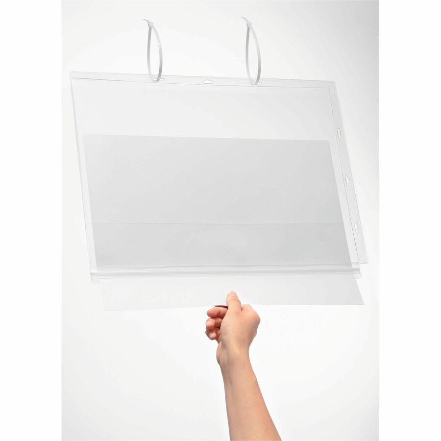Water resistant cable tie document pocket which is ideal for displaying information outdoors such as garden centers, saunas, swimming pools, gates and notice boards, where notices come into contact - 502819