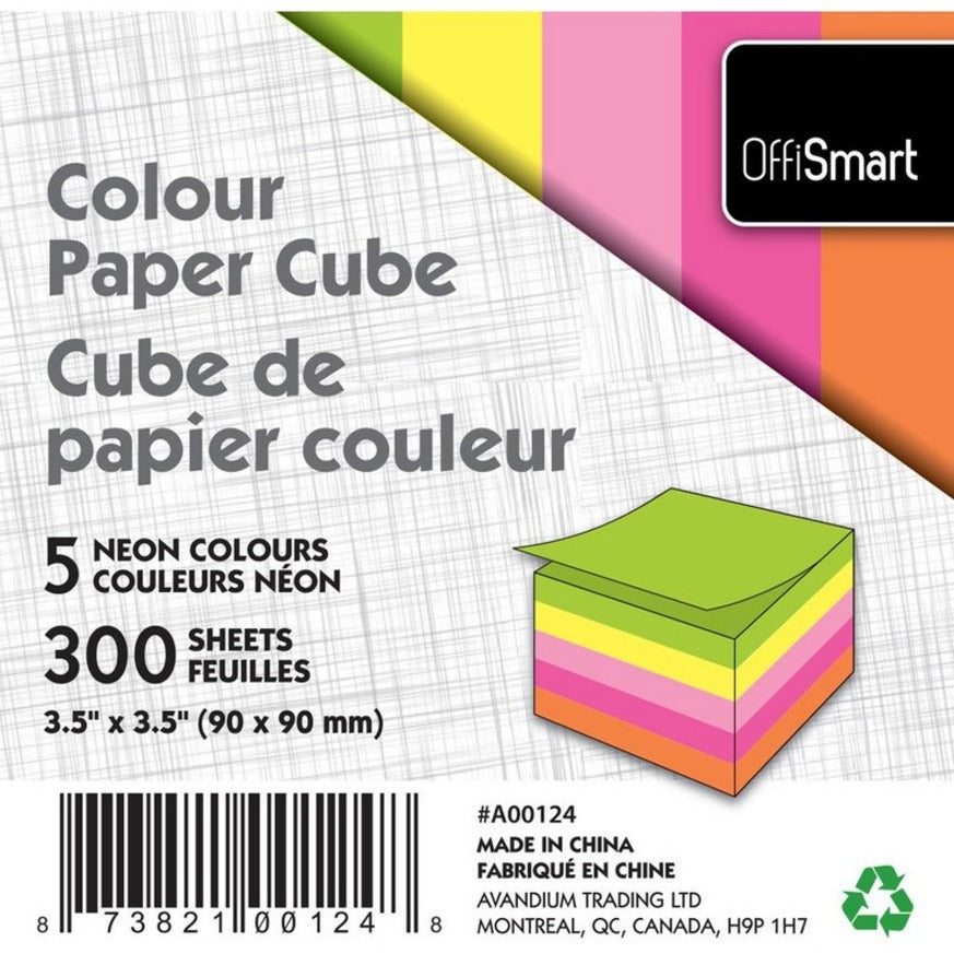OFFISMART Neon Paper Cube, 300 Sheets - A00124