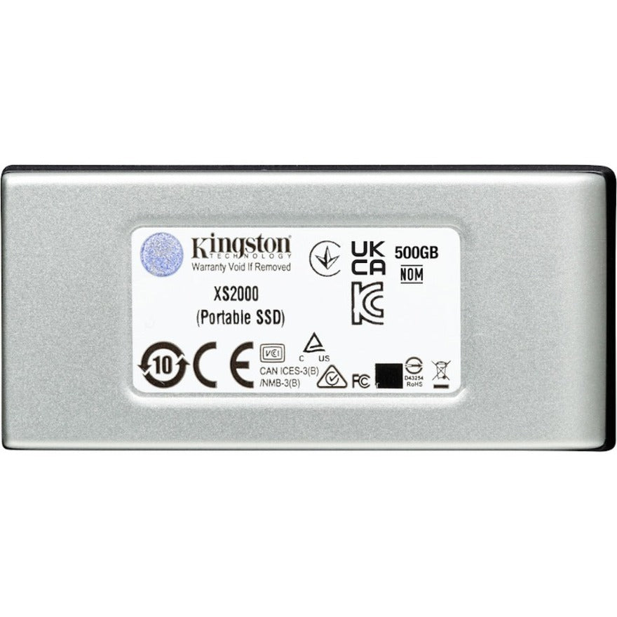 Kingston XS2000 500 GB Portable Solid State Drive - External - Gray - 831316
