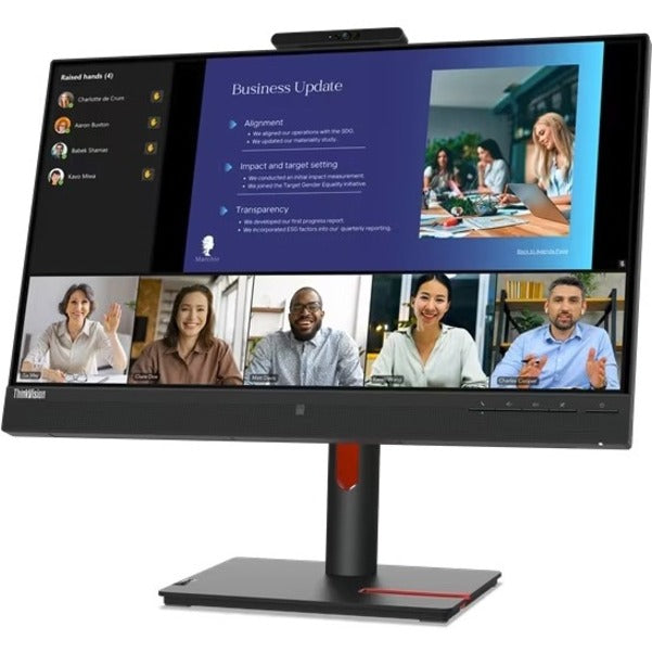 Lenovo ThinkVision T24v-30 24" Class Webcam Full HD LED Monitor - 16:9 - Raven Black - 63D8MAR3US