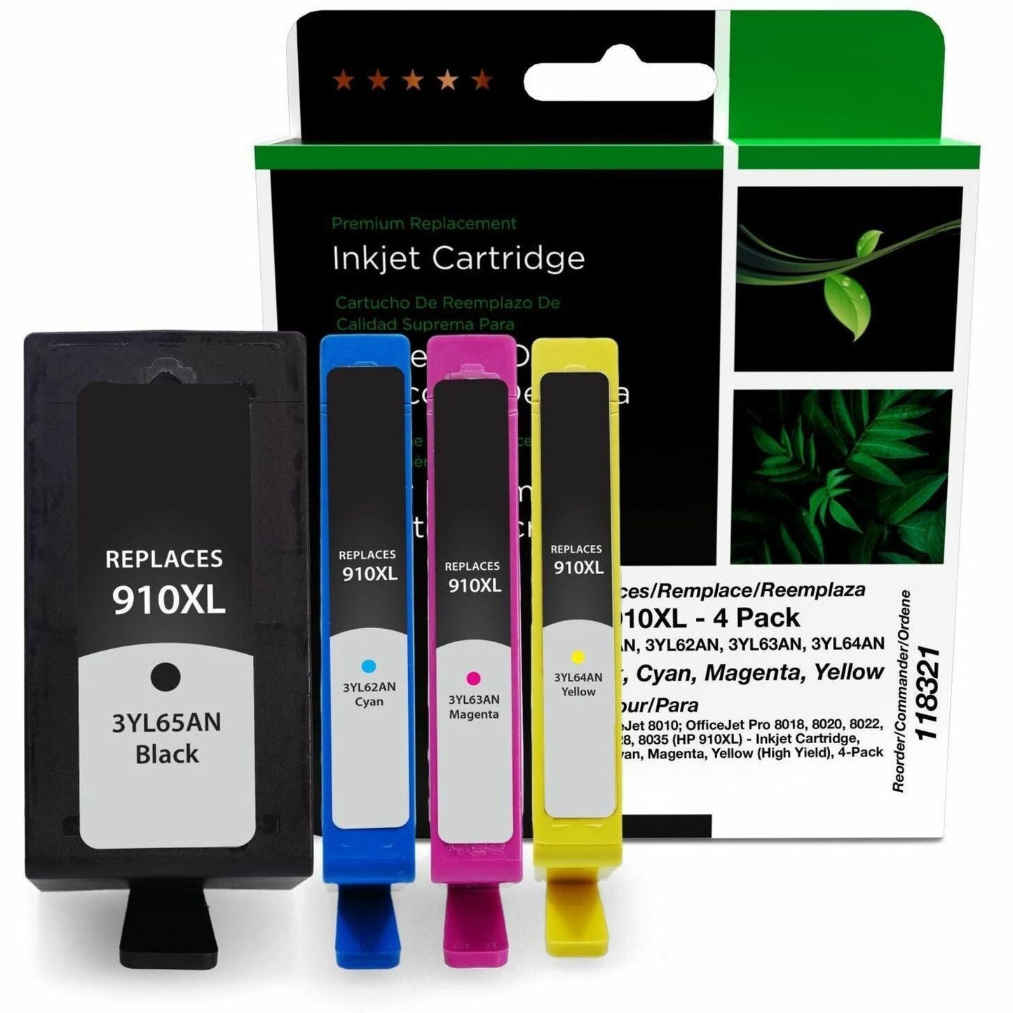 CIG Remanufactured High Yield Inkjet Ink Cartridge - Box 910XL (3YL62AN, 3YL63AN, 3YL63AN, 3YL65AN) - Black, Cyan, Magenta, Yellow - 4 / Pack