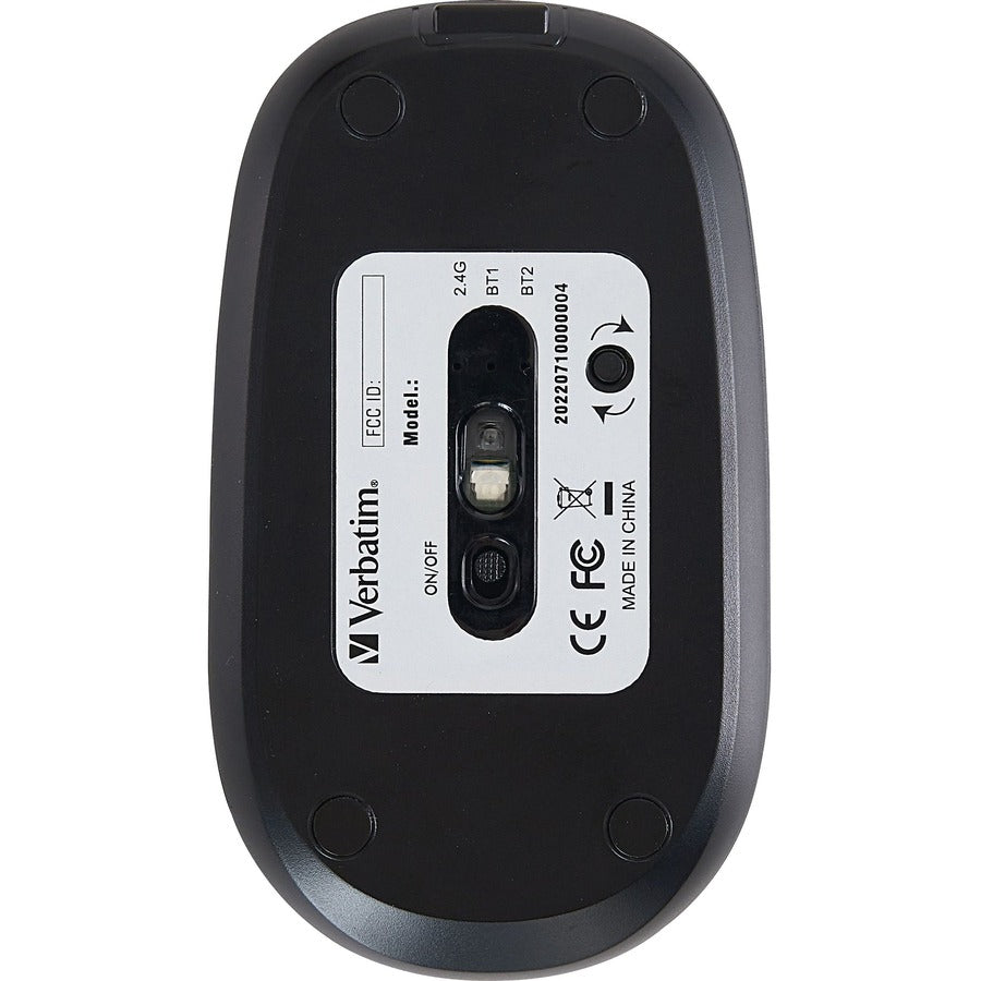 Verbatim Multi-Device Wireless Rechargeable Optical Mouse - Black - 70750