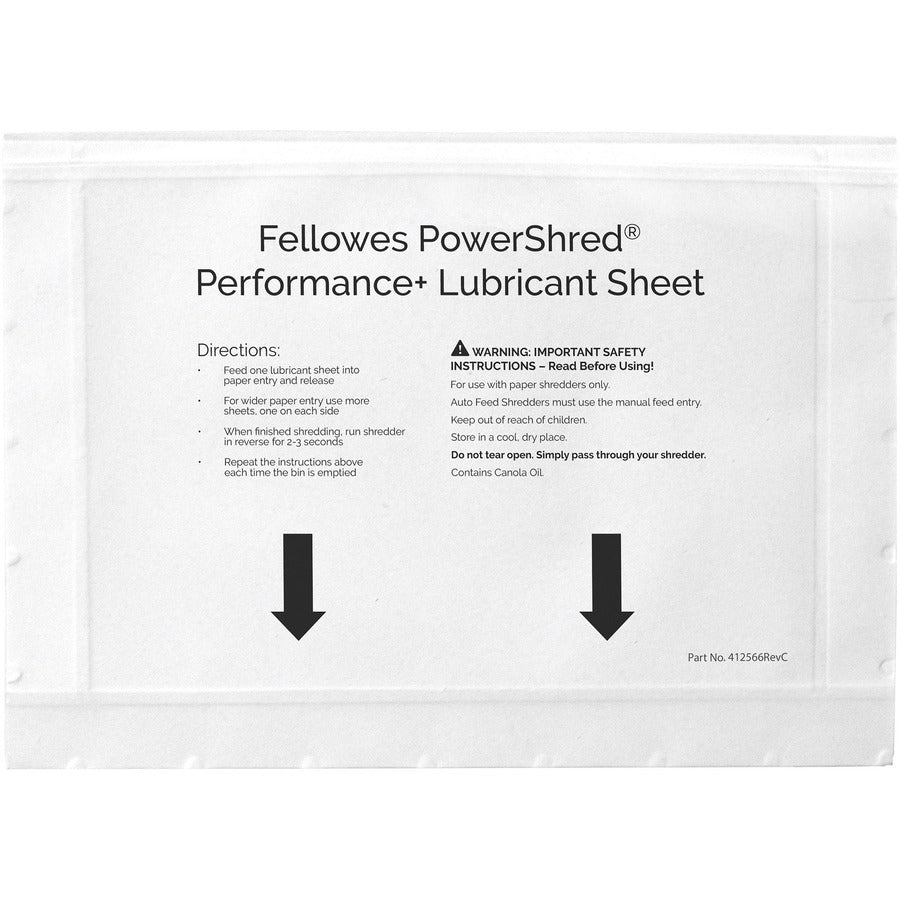 Fellowes Powershred Performance+ Lubricant Sheets - 4015501