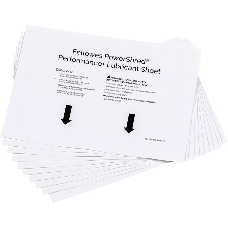 Fellowes Powershred Performance+ Lubricant Sheets - 4015501