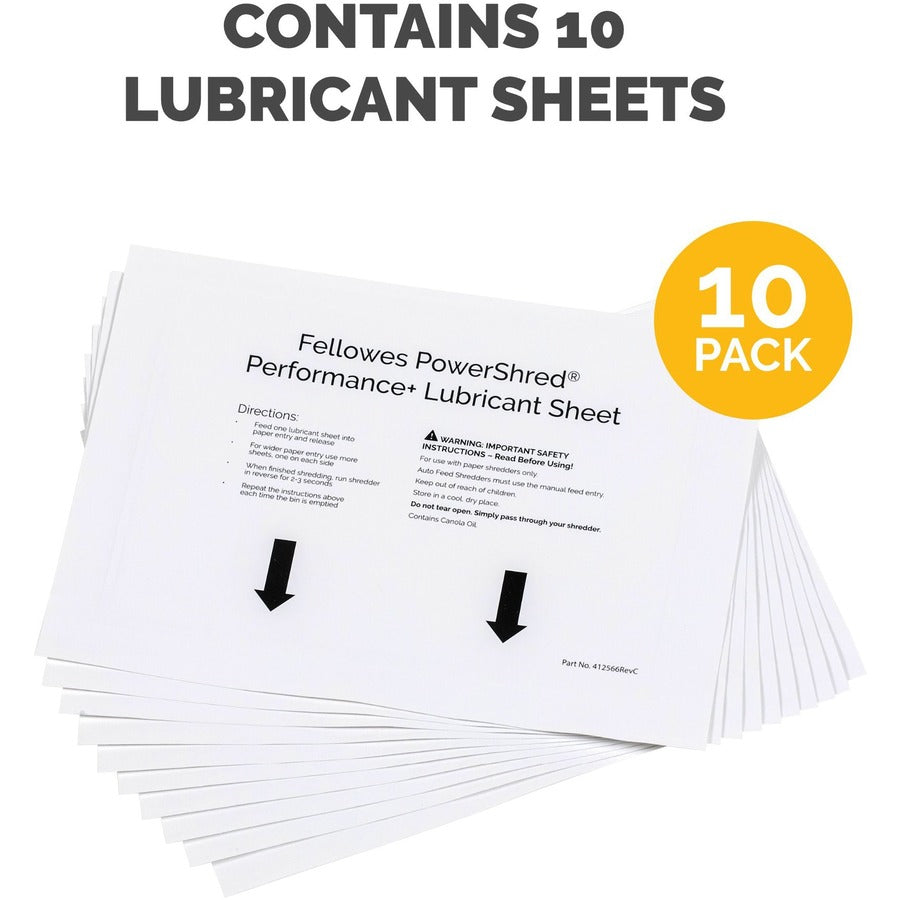 Fellowes Powershred Performance+ Lubricant Sheets - 4015501