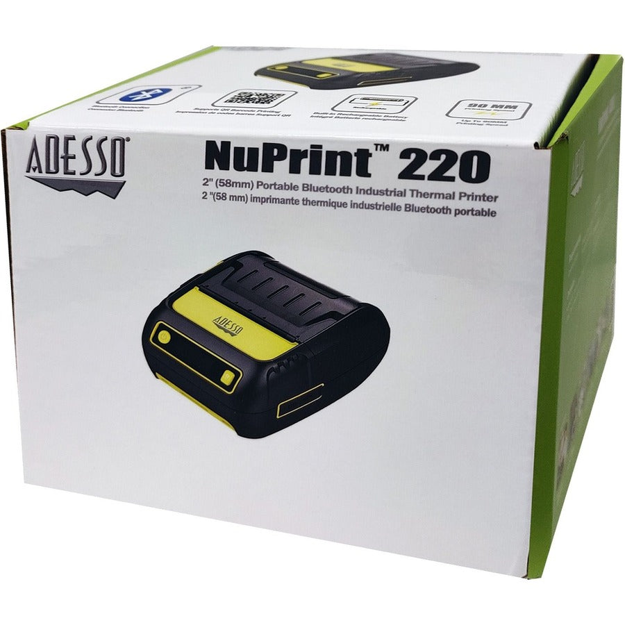 Adesso NuPrint NuPrint 220B Retail, Delivery, Restaurant, Pharmacy, Transportation & Logistic, Parking Ticket Direct Thermal Printer - Monochrome - Receipt Print - USB - Bluetooth - Battery Included - NUPRINT 220B