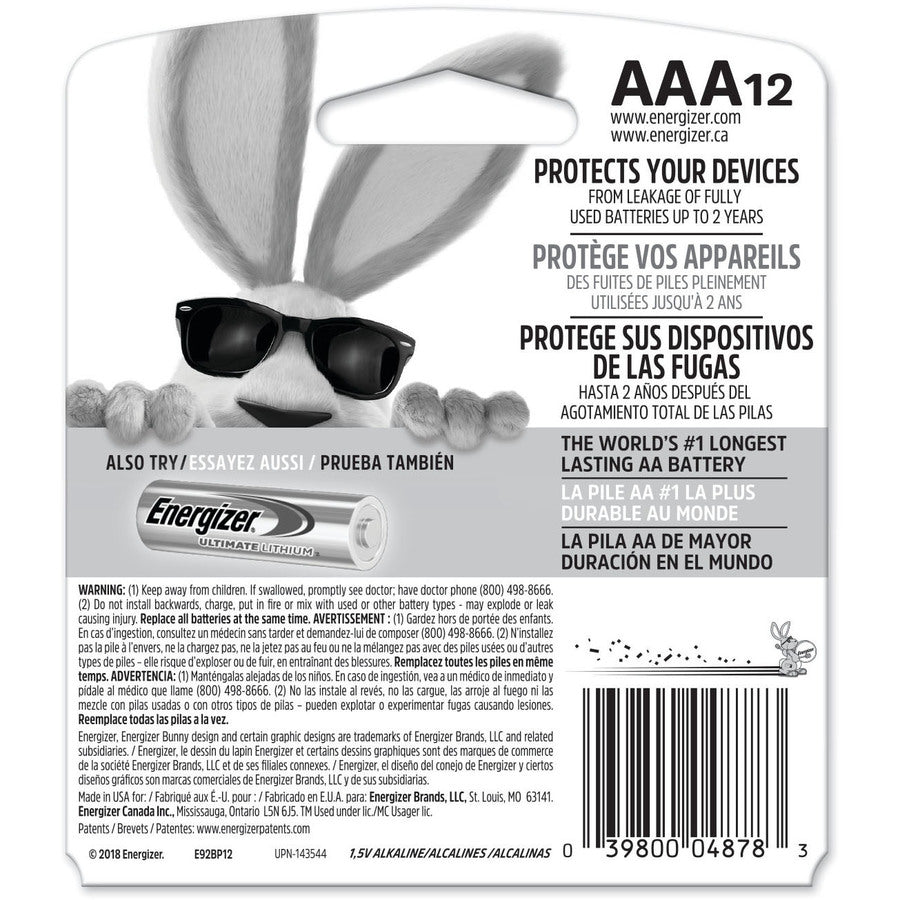 Energizer MAX Alkaline AAA Batteries, 12 Pack - E92BP-12
