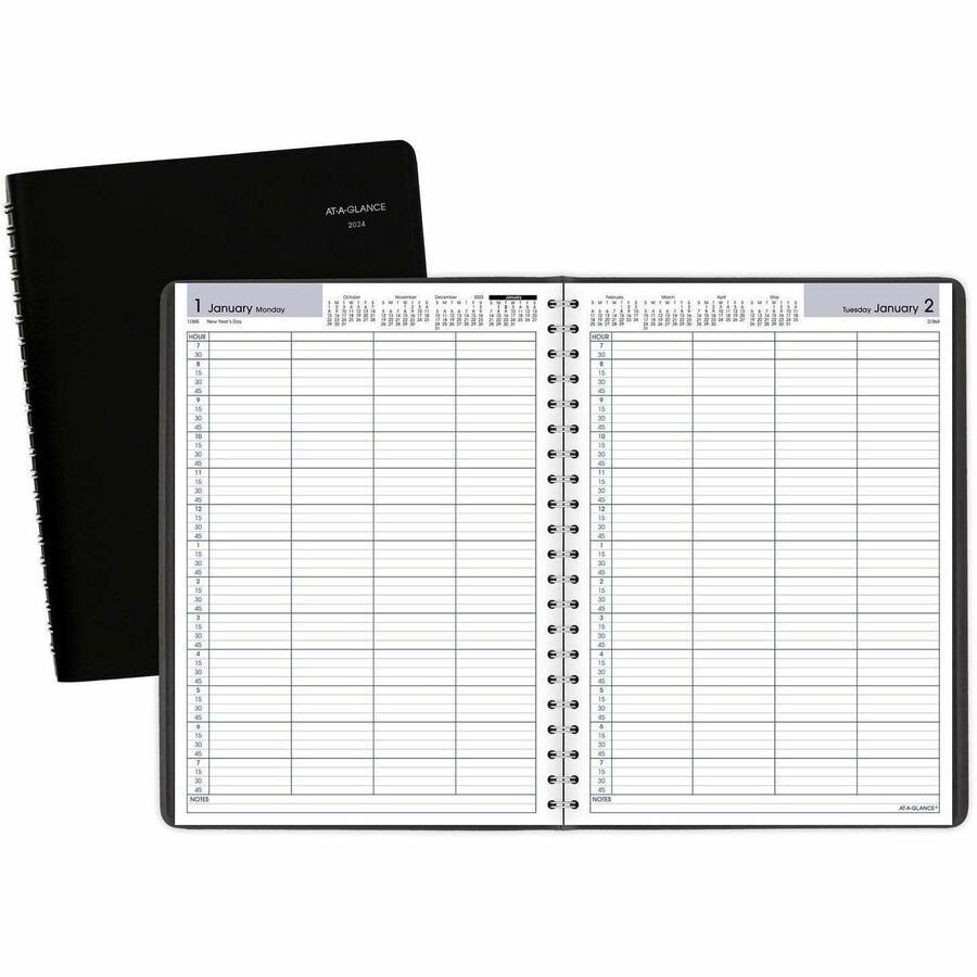 DayMinder 2024 Daily Four Person Group Appointment Book, Black, Large, 8" x 11" - G5600024