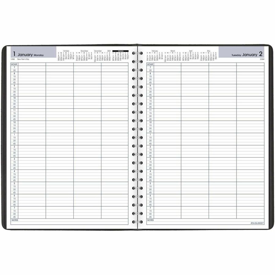 DayMinder 2024 Daily Four Person Group Appointment Book, Black, Large, 8" x 11" - G5600024