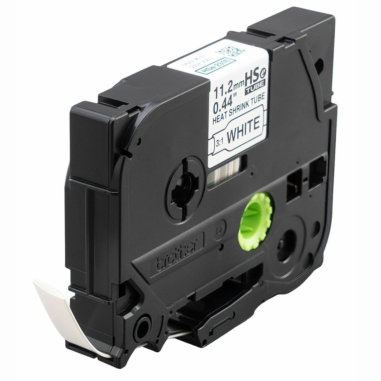Brother HSe-231E Black on White Heat Shrink Tube Tape, 11.2 mm (0.44 in.)