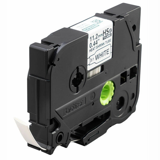 Brother HSe-231E Black on White Heat Shrink Tube Tape, 11.2 mm (0.44 in.)