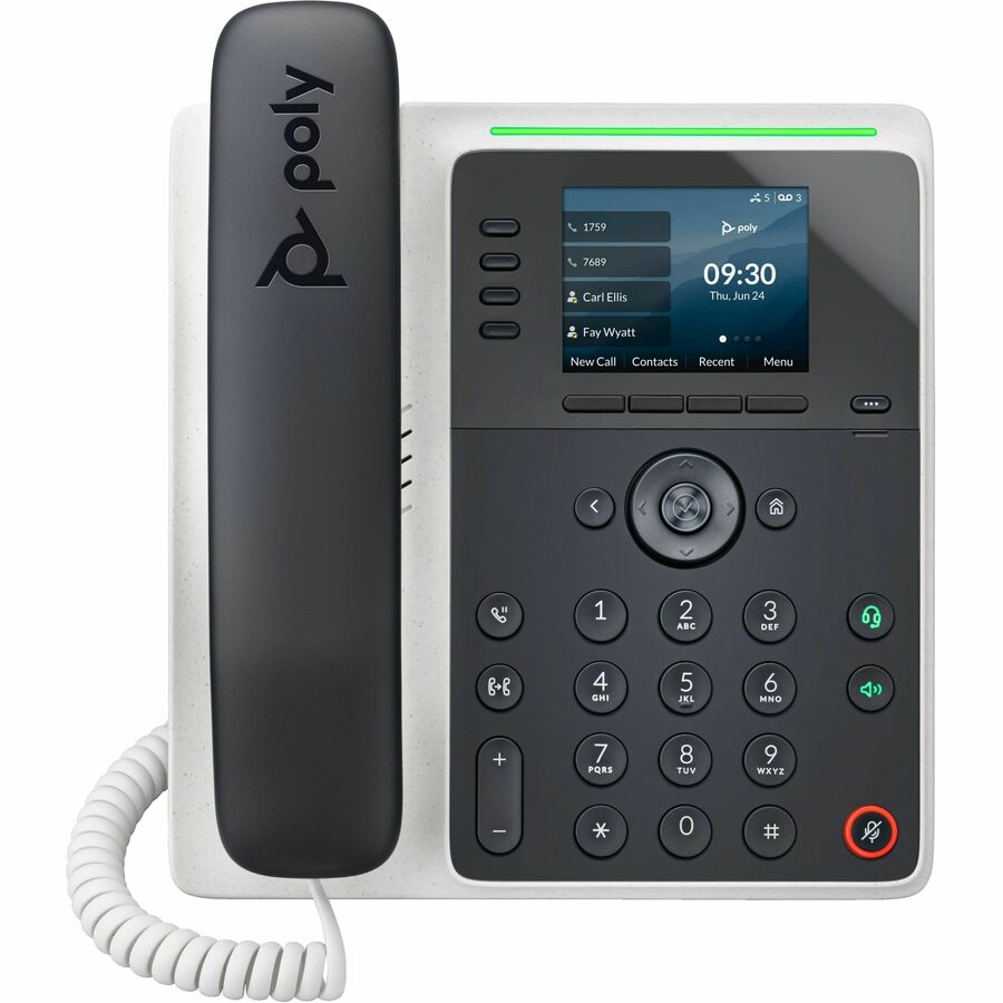 Poly Edge E220 IP Phone - Corded - Corded/Cordless - Bluetooth - 3 Multiple Conferencing - Desktop, Wall Mountable - Black - 82M87AA