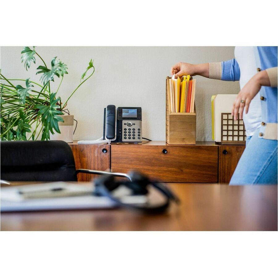 Poly Edge E350 IP Phone - Corded - Corded/Cordless - Wi-Fi, Bluetooth, NFC - 3 Multiple Conferencing - Desktop, Wall Mountable - Black - 82M89AA
