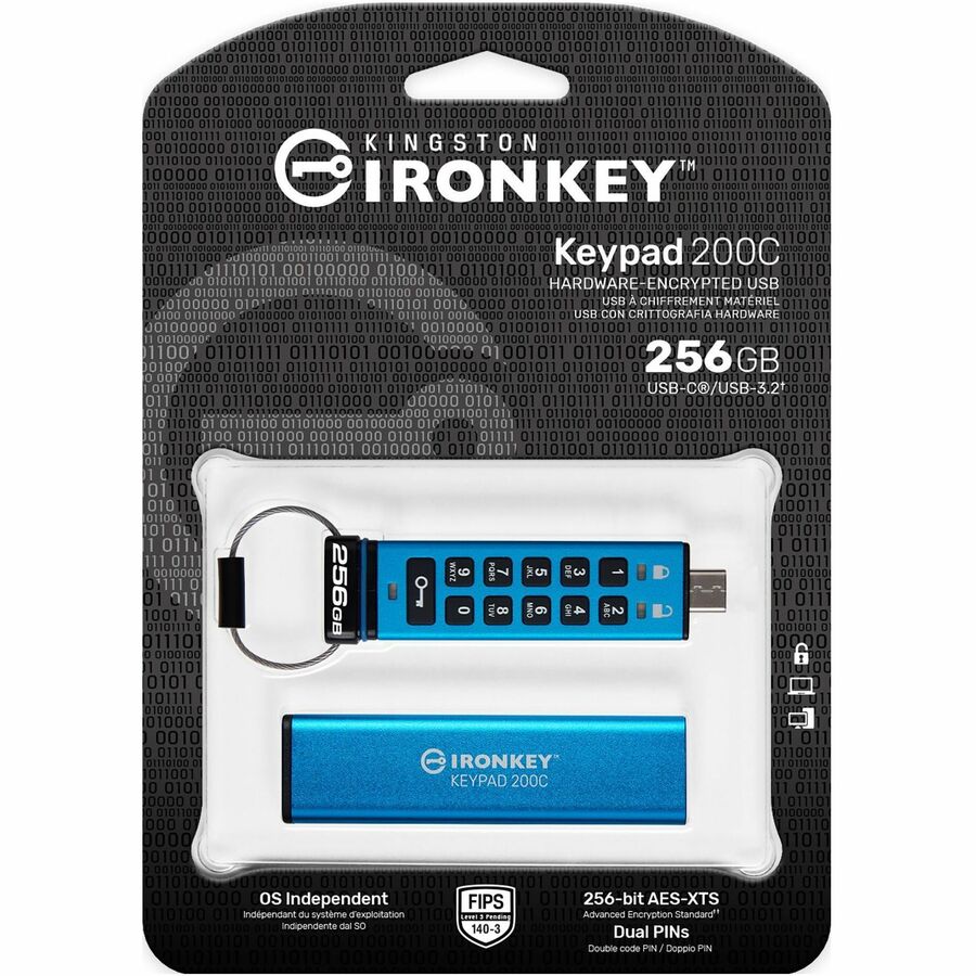 IronKey Keypad 200 256GB USB 3.2 (Gen 1) Type C Flash Drive - IKKP200C/256GB