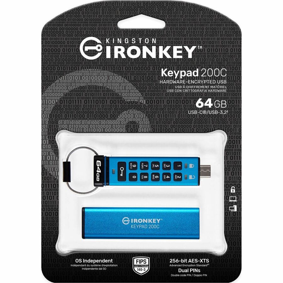 IronKey Keypad 200 64GB USB 3.2 (Gen 1) Type C Flash Drive - IKKP200C/64GB
