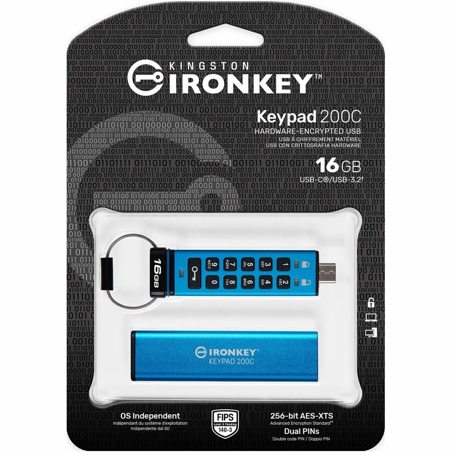 IronKey Keypad 200 16GB USB 3.2 (Gen 1) Type C Flash Drive - IKKP200C/16GB