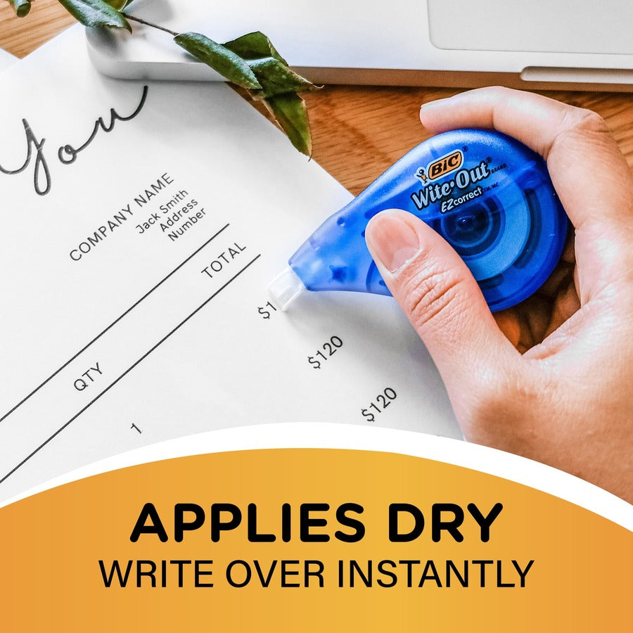 BIC Wite-Out Brand EZ Correct Correction Tape, 11.9 Metres, 10-Count Box of white Correction Tape, Fast, Clean and Easy to Use Tear-Resistant Tape Office or School Supplies - WOTAP10WHI-CA