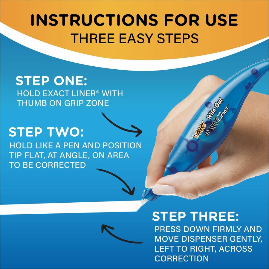 BIC Wite-Out Brand Exact Liner Correction Tape, 6.1 Metres, 1-Count Pack of white Correction Tape, Fast, Clean and Easy to Use Tear-Resistant Tape Office or School Supplies - WOELP11-WHI-CA
