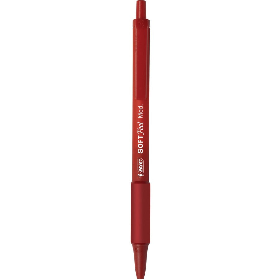 BIC Soft Feel Red Retractable Ballpoint Pens, Medium Point (1.0 mm), 12-Count Pack, Red Pens With Soft-Touch Comfort Grip - SCSM11 RED-CA