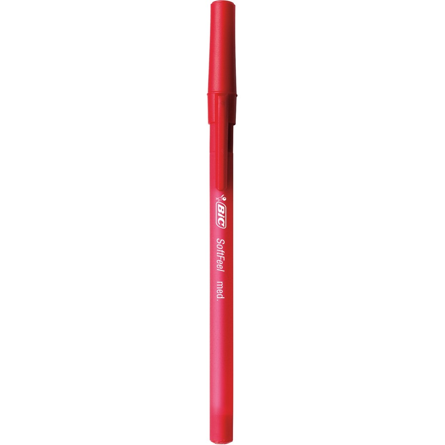 BIC Soft Feel Red Retractable Ballpoint Pens, Medium Point (1.0 mm), 12-Count Pack, Red Pens With Soft-Touch Comfort Grip - SCSM11 RED-CA