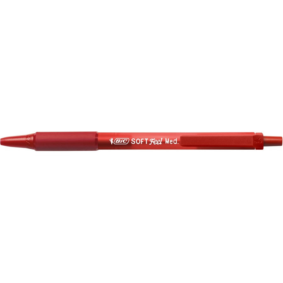 BIC Soft Feel Red Retractable Ballpoint Pens, Medium Point (1.0 mm), 12-Count Pack, Red Pens With Soft-Touch Comfort Grip - SCSM11 RED-CA