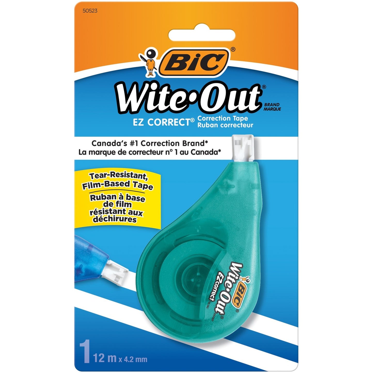 BIC Wite-Out Brand EZ Correct Correction Tape, 11.9 Metres, 1-Count Each of white Correction Tape, Fast, Clean and Easy to Use Tear-Resistant Tape Office or School Supplies