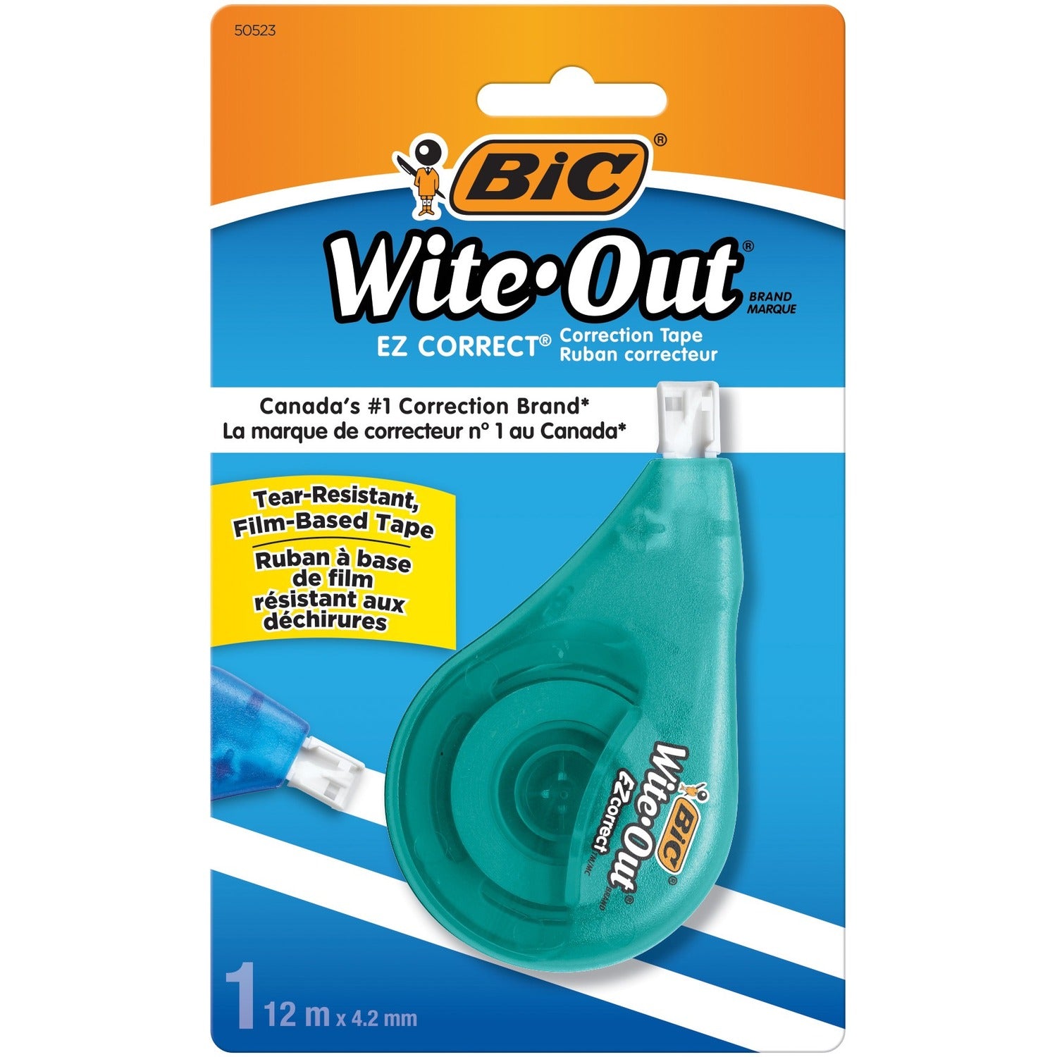 BIC Wite-Out Brand EZ Correct Correction Tape, 11.9 Metres, 1-Count Each of white Correction Tape, Fast, Clean and Easy to Use Tear-Resistant Tape Office or School Supplies