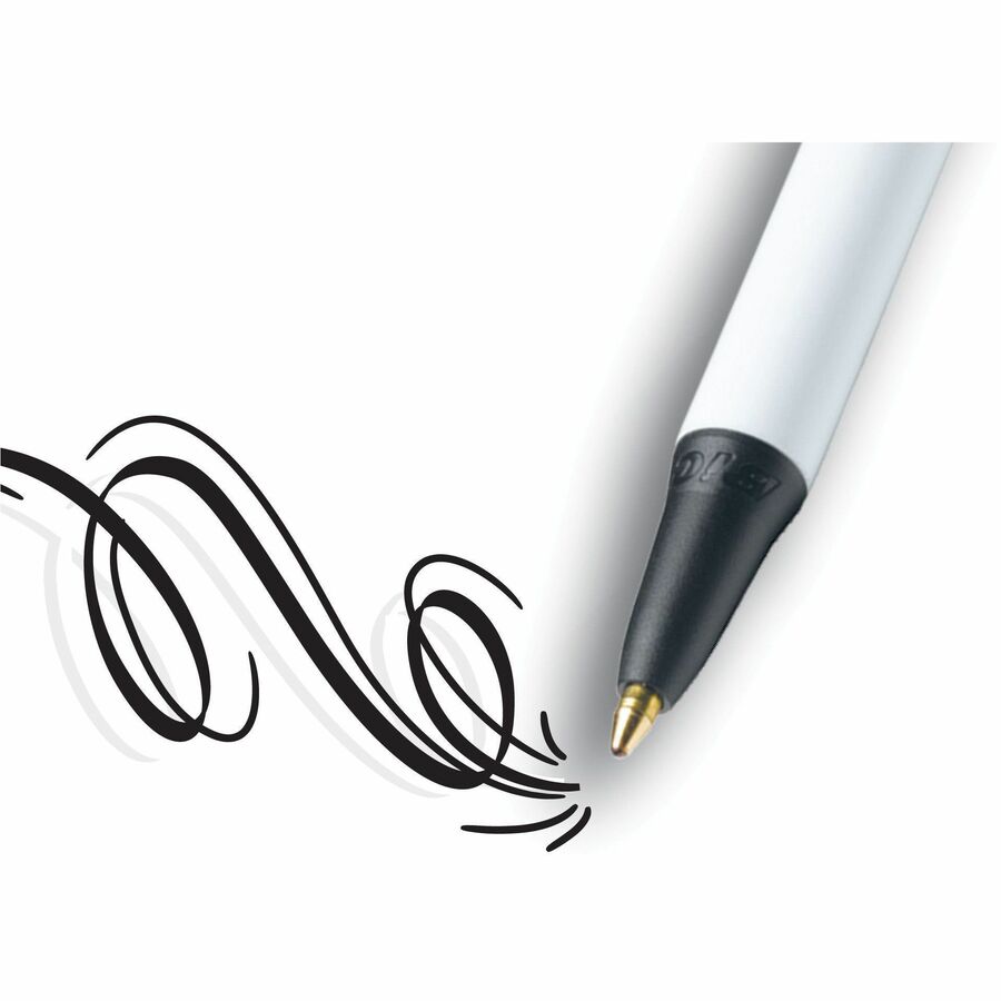 BIC Clic Stic Black Retractable Ballpoint Pens, Medium Point (1.0 mm), 12-Count Pack, Round Barrel Design for Comfortable Writing - CSM11 BLK-CA