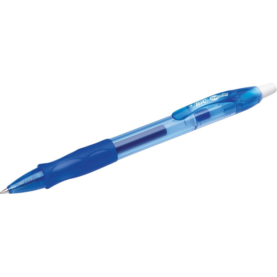 BIC Gel-ocity Original Blue Gel Pens, Medium Point (0.7 mm), 12-Count Pack, Retractable Gel Pens With Comfortable Grip - RLC11 BLU-CA