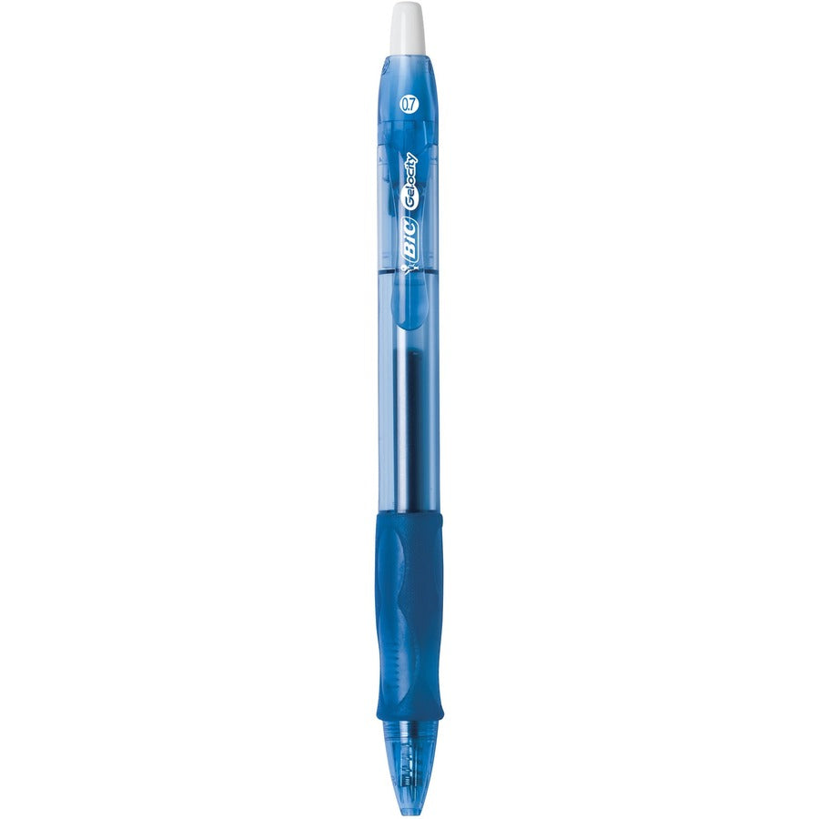 BIC Gel-ocity Original Blue Gel Pens, Medium Point (0.7 mm), 12-Count Pack, Retractable Gel Pens With Comfortable Grip - RLC11 BLU-CA