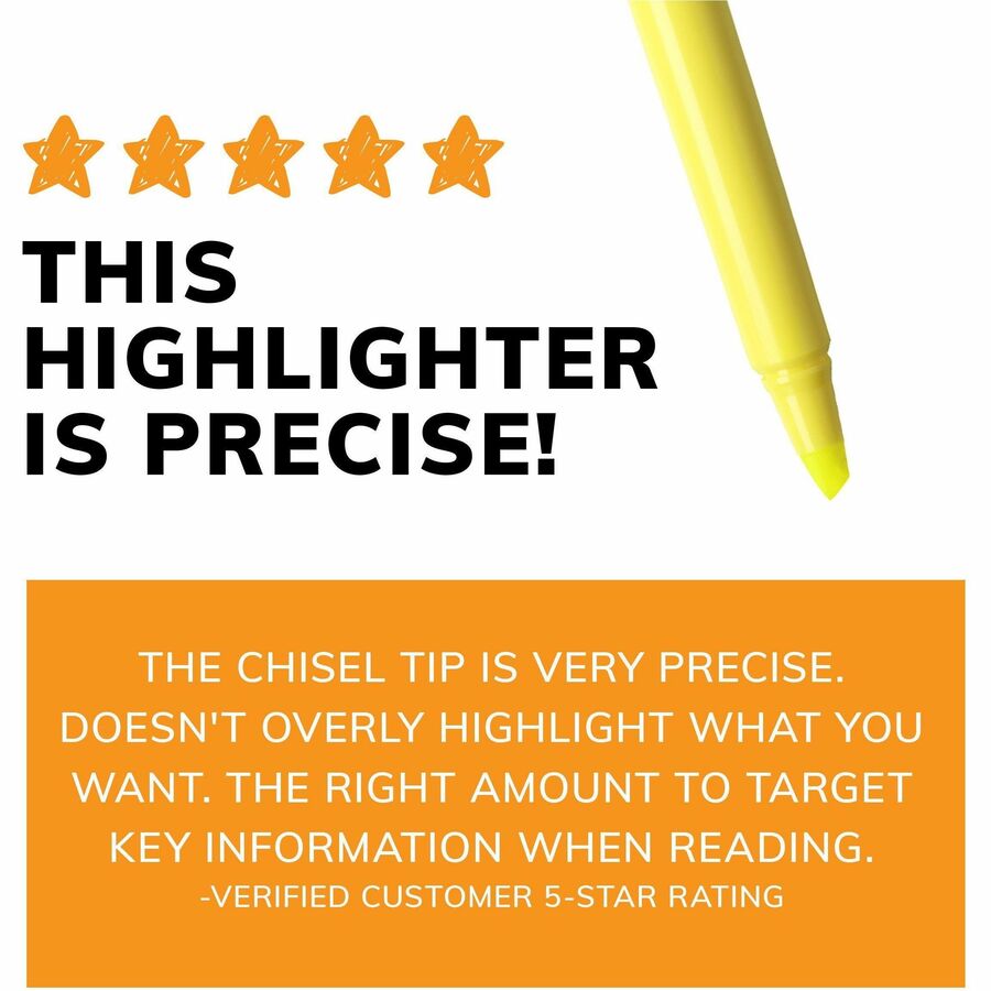 BIC Brite Liner Highlighter, Chisel Tip For Broad Highlighting & Fine Underlining, Assorted Colours, 5-Count - BLP51W-AST-CA
