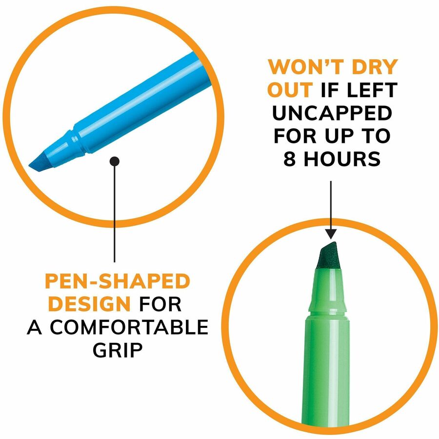 BIC Brite Liner Highlighter, Chisel Tip For Broad Highlighting & Fine Underlining, Assorted Colours, 5-Count - BLP51W-AST-CA