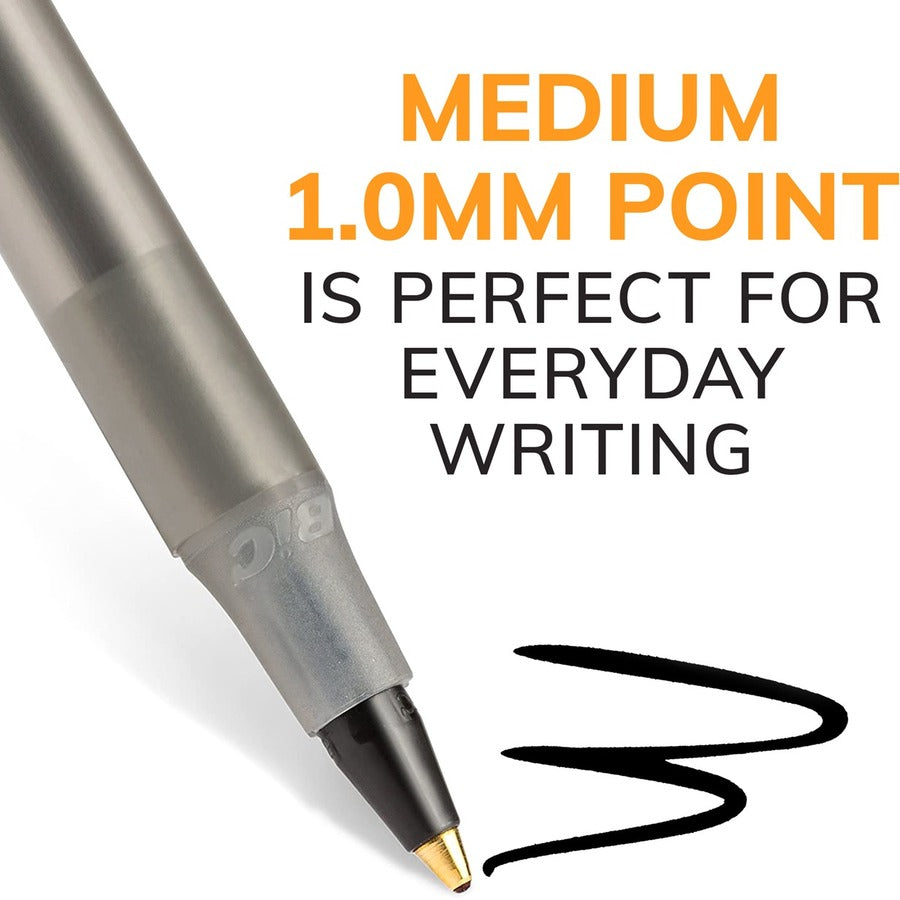 BIC Round Stic Extra Life Black Ballpoint Pens, Medium Point (1.0 mm), 60-Count Pack of Bulk Pens, Flexible Round Barrel for Writing Comfort, No. 1 Selling Ballpoint Pens - GSM609-BLK-CA
