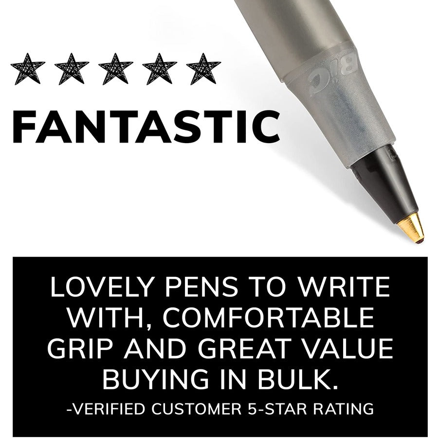 BIC Round Stic Extra Life Black Ballpoint Pens, Medium Point (1.0 mm), 60-Count Pack of Bulk Pens, Flexible Round Barrel for Writing Comfort, No. 1 Selling Ballpoint Pens - GSM609-BLK-CA