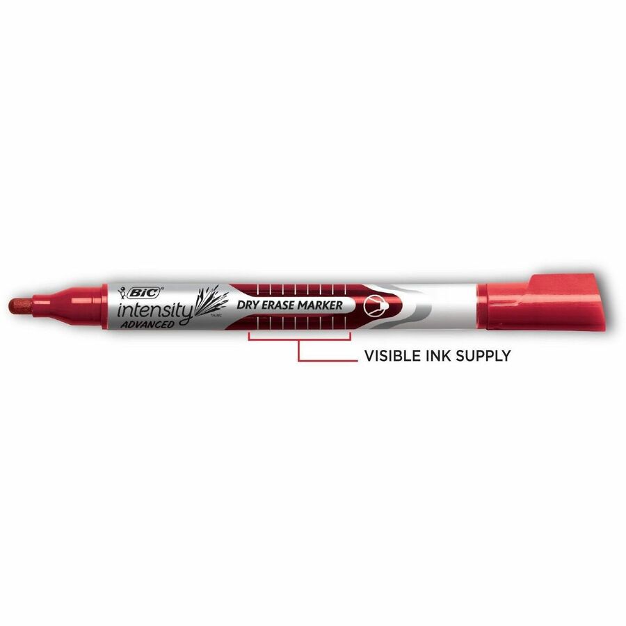 BIC Intensity Advanced Colourful Dry Erase Markers, Bullet Tip, 4-Count Pack of Assorted Colours, Whiteboard Markers for Teachers and Office Supplies - GELIPP41-AST-CA