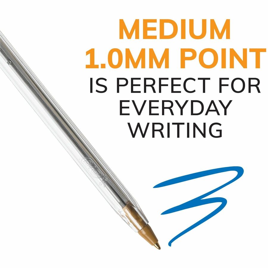 Cristal Orginal Ballpoint Pen, Medium Point (1.0 mm), With Tungsten Carbide Ball For Smooth Flow, Assorted Colours, 10-Count - MSP101-AST-CA