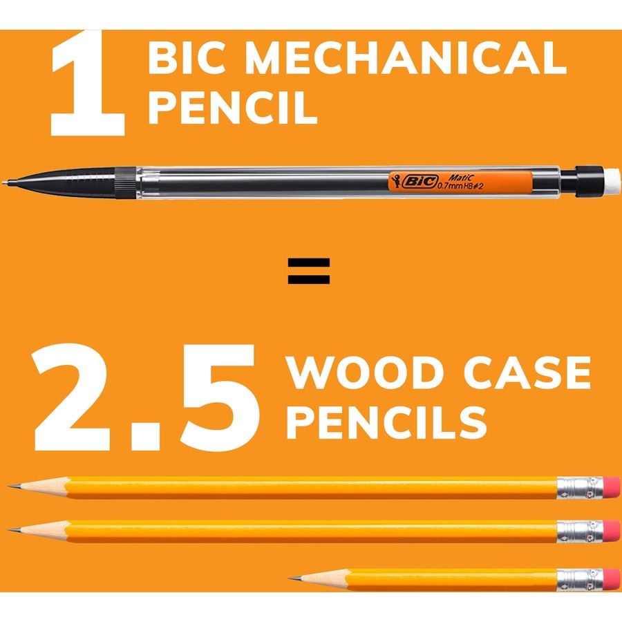 BIC Extra-Smooth Mechanical Pencil, Medium Point (0.7 mm), Perfect For The Classroom & Test Time, 12-Count - MP11-BLK-CA