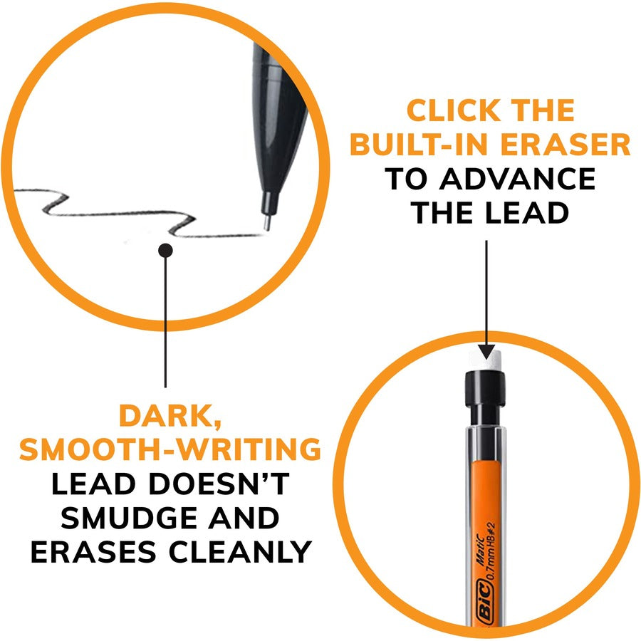 BIC Extra-Smooth Mechanical Pencil, Medium Point (0.7 mm), Perfect For The Classroom & Test Time, 12-Count - MP11-BLK-CA