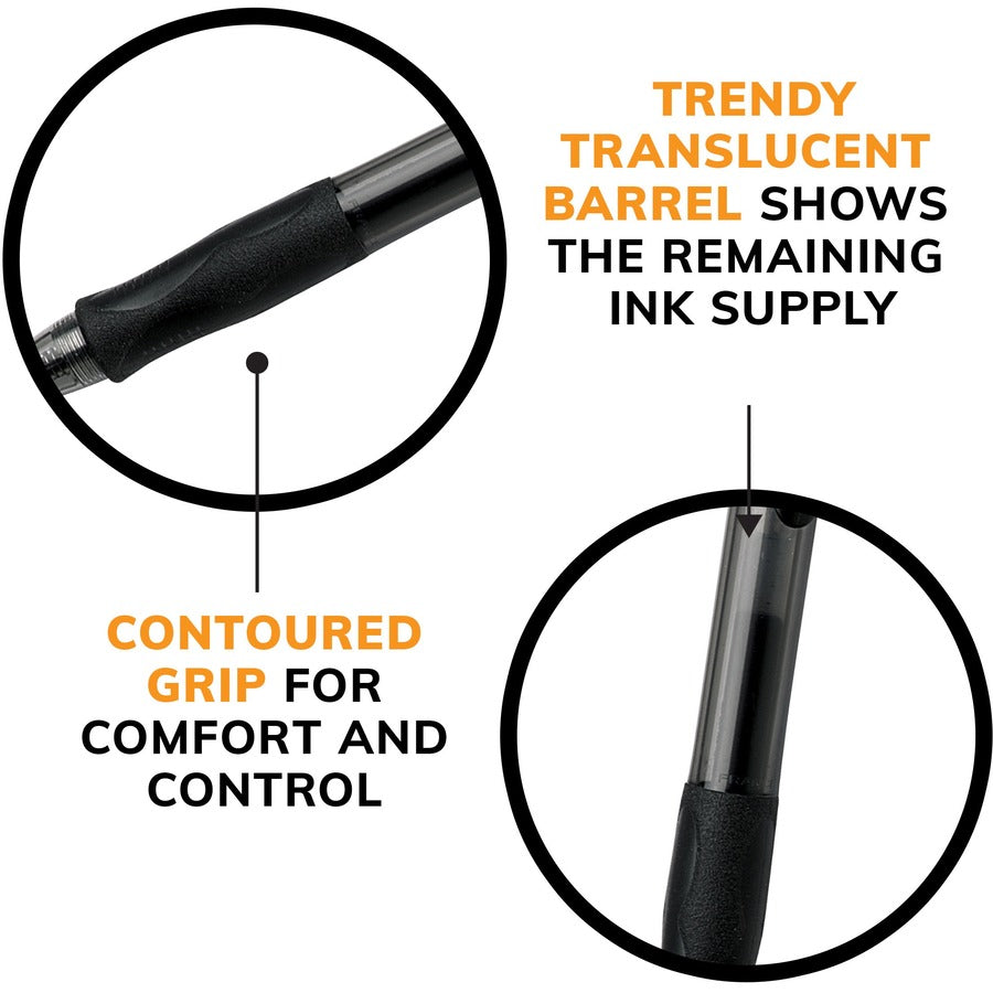 BIC Gel-ocity Original Black Gel Pens, Medium Point (0.7 mm), 4-Count Pack, Retractable Gel Pens With Comfortable Grip - RLCP41-BLK-CA