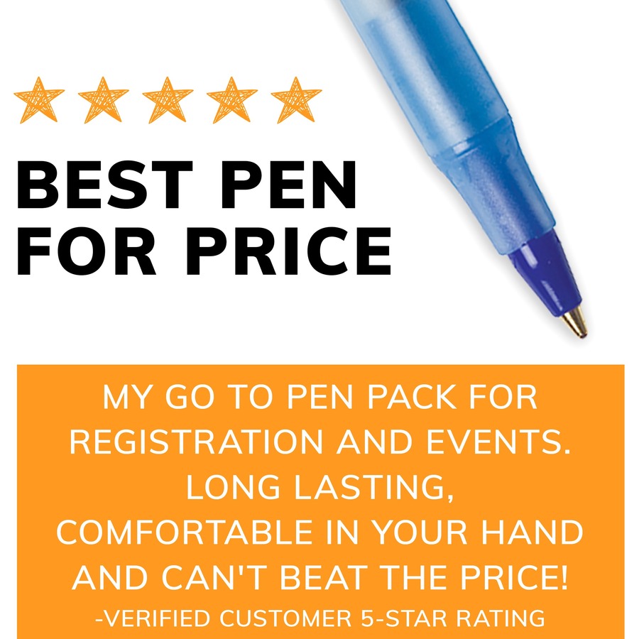 BIC Round Stic Extra Life Blue Ballpoint Pens, Medium Point (1.0 mm), 60-Count Pack of Bulk Pens, Flexible Round Barrel for Writing Comfort, No. 1 Selling Ballpoint Pens - GSM609-BLU-CA