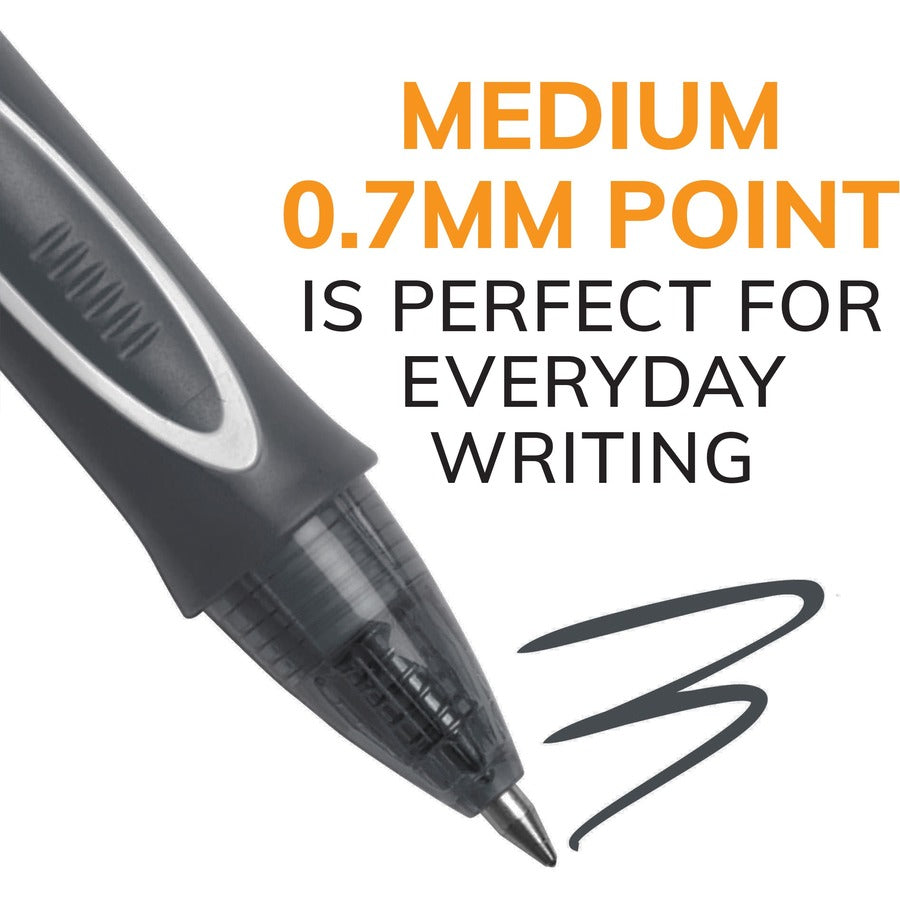 BIC Gel-ocity Quick Dry Black Gel Pens, Medium Point (0.7 mm), 2-Count Pack, Retractable Gel Pens With Comfortable Full Grip - RGLCGP21-BLK-CA