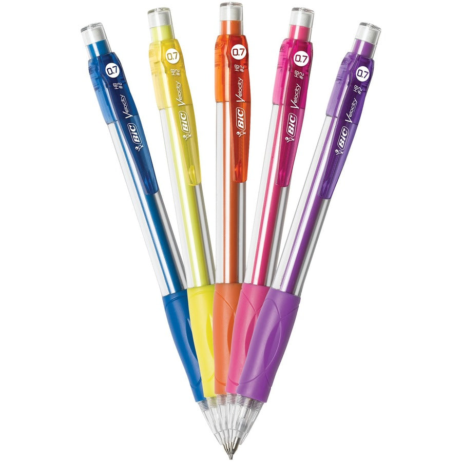 BIC Velocity Original Mechanical Pencil , Thick Point (0.7 mm), Assorted-colour Barrels, 12-Count Pack, Pencils for School and Office Supplies - MV711-BLK-CA