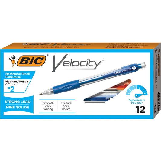 BIC Velocity Original Mechanical Pencil , Thick Point (0.7 mm), Assorted-colour Barrels, 12-Count Pack, Pencils for School and Office Supplies