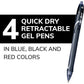 BIC Gel-ocity Original Retractable Gel Pen, Medium Point (0.7 mm), Assorted Colours, Comfortable, Contoured Grip, 4-Count - RGLCGP41-AST-CA