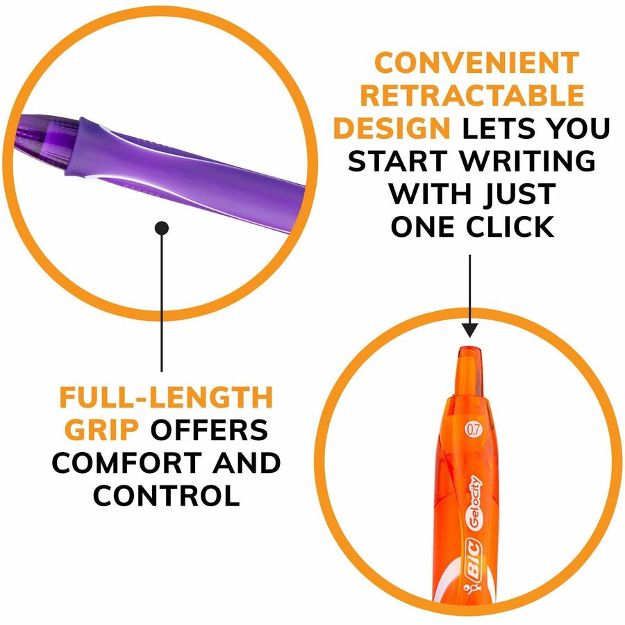 BIC Gel-ocity Quick Dry Special Edition Fashion Gel Pen, Medium Point (0.7 mm), Assorted Colours, For a Smooth Writing Experience, 8 Count Bic Gelocity Gel Pens (Pack of 8) - RGLCGAP81-AST-CA