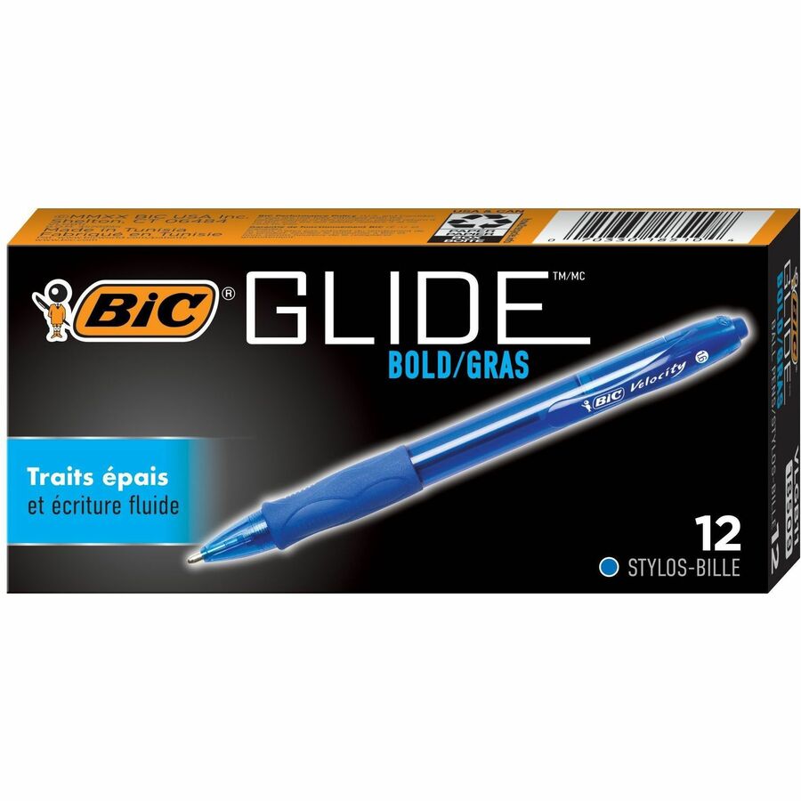 BIC Glide Bold Retractable Ball Pen, Blue, 12 Pack - VLGB11-BLU-CA