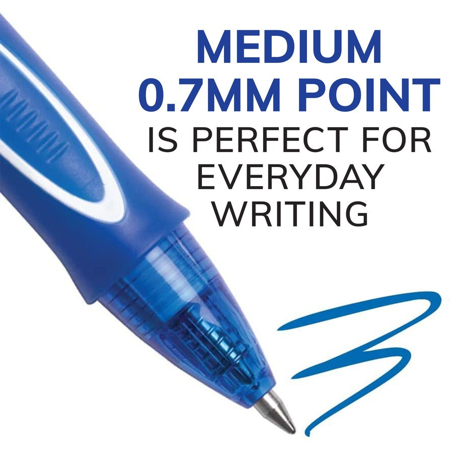 BIC Gel-ocity Original Retractable Gel Pen, Medium Point (0.7 mm), Blue, Comfortable, Contoured Grip, 2-Count - RGLCGP21-BLU-CA