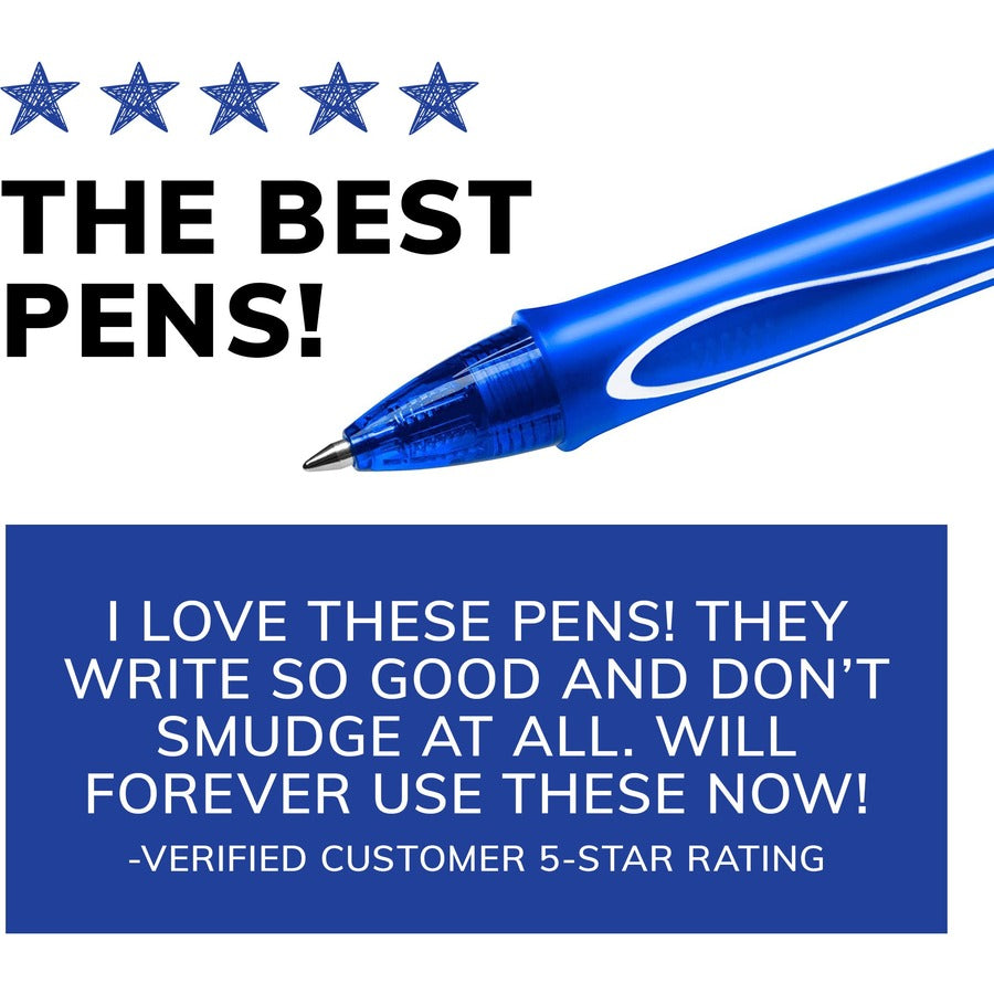 BIC Gel-ocity Original Retractable Gel Pen, Medium Point (0.7 mm), Blue, Comfortable, Contoured Grip, 2-Count - RGLCGP21-BLU-CA
