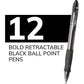 BIC Glide Bold Black Ballpoint Pens, Bold Point (1.6 mm), 12-Count Pack, Retractable Ballpoint Pens With Comfortable Full Grip - VLGB11-Blk-CA