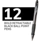 BIC Glide Bold Black Ballpoint Pens, Bold Point (1.6 mm), 12-Count Pack, Retractable Ballpoint Pens With Comfortable Full Grip - VLGB11-Blk-CA